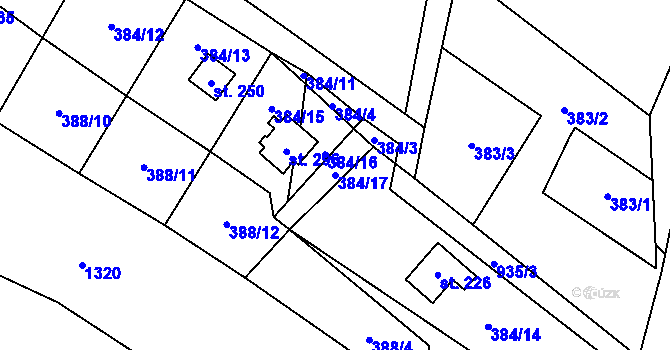 Parcela st. 384/17 v KÚ Lukavice, Katastrální mapa