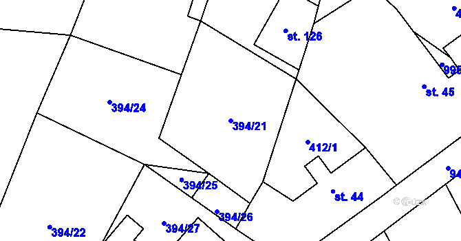 Parcela st. 394/21 v KÚ Lukavice, Katastrální mapa