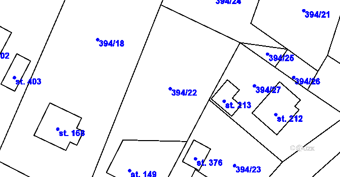 Parcela st. 394/22 v KÚ Lukavice, Katastrální mapa