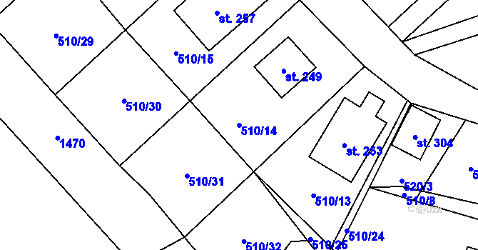 Parcela st. 510/14 v KÚ Lukavice, Katastrální mapa