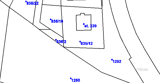 Parcela st. 835/12 v KÚ Lukavice, Katastrální mapa