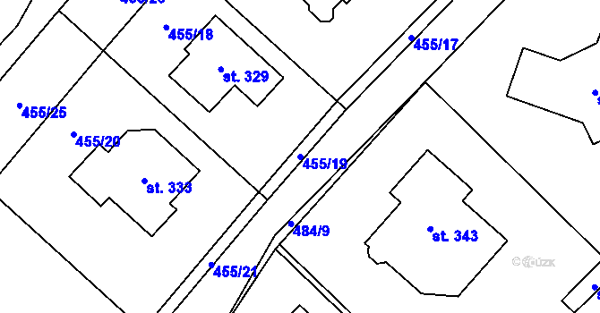 Parcela st. 455/19 v KÚ Lukavice, Katastrální mapa