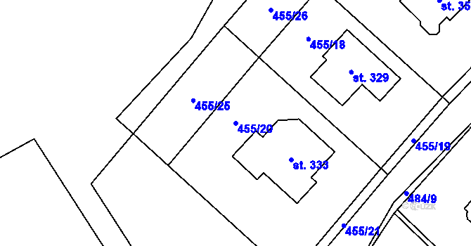Parcela st. 455/20 v KÚ Lukavice, Katastrální mapa