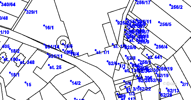 Parcela st. 1/1 v KÚ Lukavice, Katastrální mapa
