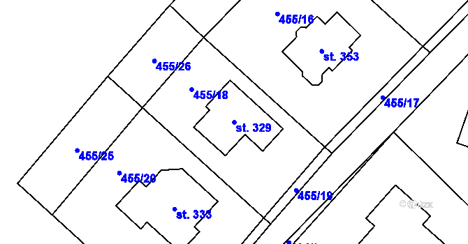 Parcela st. 329 v KÚ Lukavice, Katastrální mapa