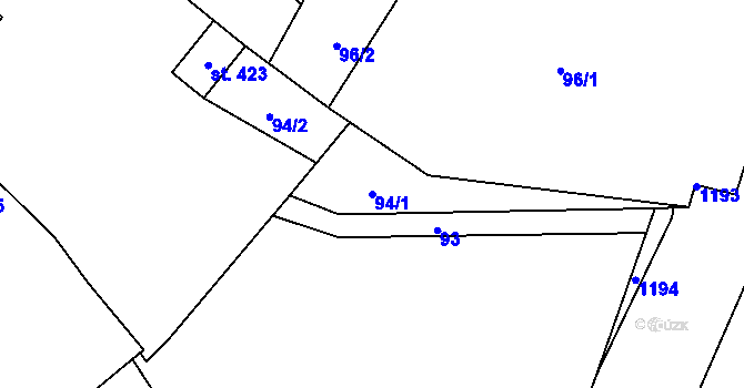 Parcela st. 94/1 v KÚ Lukavice, Katastrální mapa