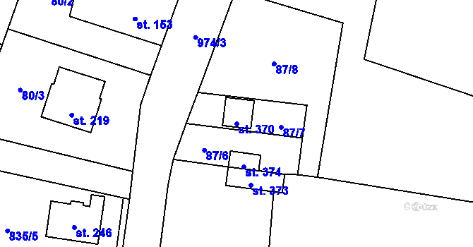 Parcela st. 370 v KÚ Lukavice, Katastrální mapa
