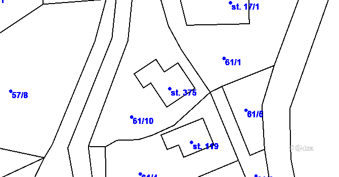 Parcela st. 375 v KÚ Lukavice, Katastrální mapa