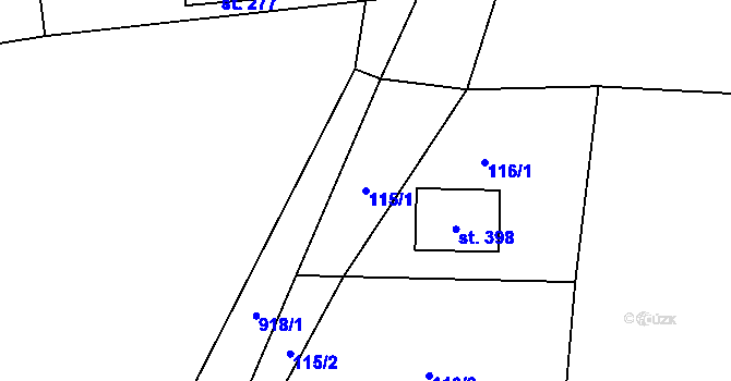 Parcela st. 115/1 v KÚ Lukavice, Katastrální mapa