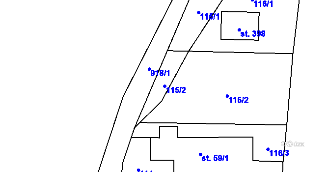 Parcela st. 115/2 v KÚ Lukavice, Katastrální mapa