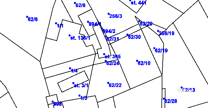 Parcela st. 395 v KÚ Lukavice, Katastrální mapa