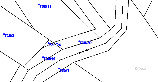 Parcela st. 738/20 v KÚ Lukavice, Katastrální mapa