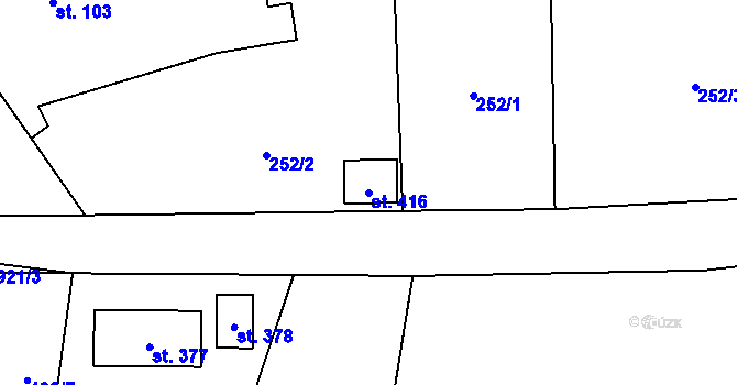 Parcela st. 416 v KÚ Lukavice, Katastrální mapa