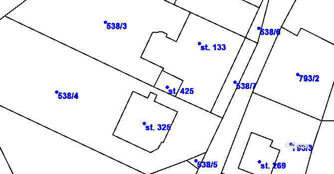 Parcela st. 425 v KÚ Lukavice, Katastrální mapa