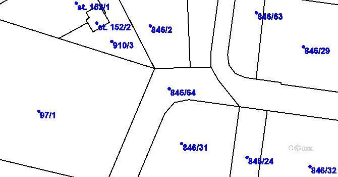 Parcela st. 846/64 v KÚ Lukavice, Katastrální mapa