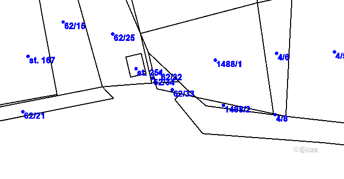 Parcela st. 62/33 v KÚ Lukavice, Katastrální mapa