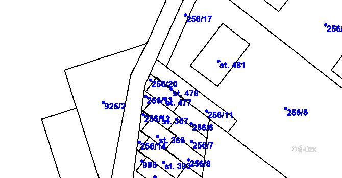 Parcela st. 478 v KÚ Lukavice, Katastrální mapa