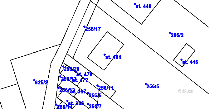 Parcela st. 481 v KÚ Lukavice, Katastrální mapa