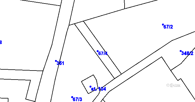 Parcela st. 67/4 v KÚ Výsonín, Katastrální mapa