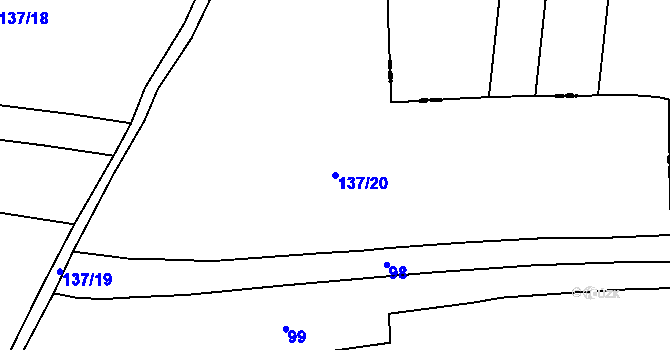 Parcela st. 137/20 v KÚ Lukov, Katastrální mapa