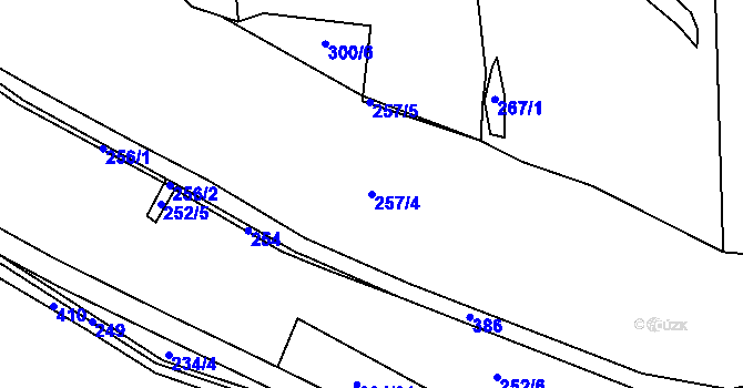Parcela st. 257/4 v KÚ Lukov, Katastrální mapa