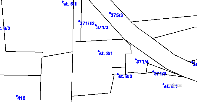 Parcela st. 8/1 v KÚ Lukov, Katastrální mapa