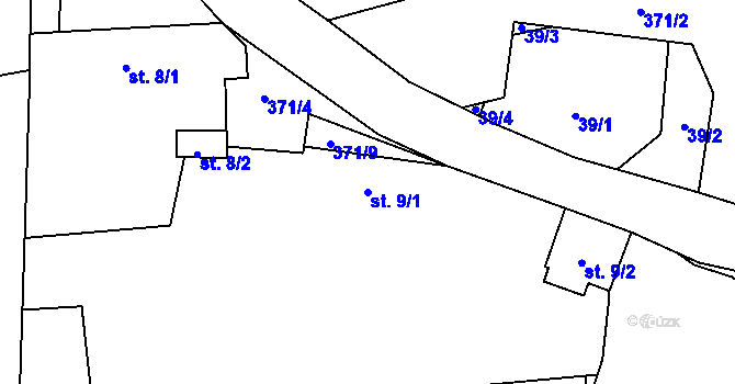 Parcela st. 9/1 v KÚ Lukov, Katastrální mapa