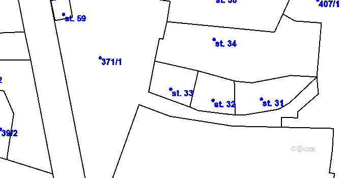 Parcela st. 33 v KÚ Lukov, Katastrální mapa