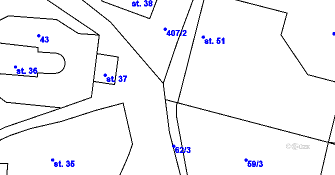 Parcela st. 62/1 v KÚ Lukov, Katastrální mapa