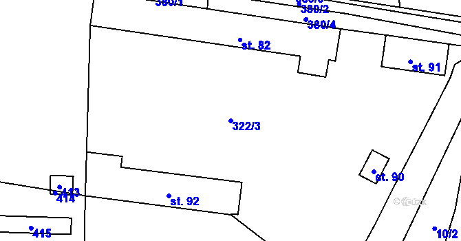 Parcela st. 322/3 v KÚ Lukov, Katastrální mapa