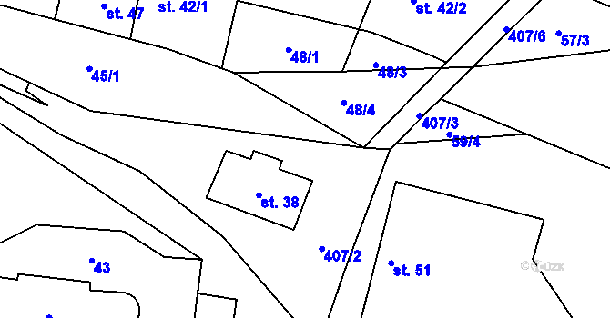 Parcela st. 374/2 v KÚ Lukov, Katastrální mapa