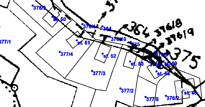 Parcela st. 52 v KÚ Štěpánov u Lukova, Katastrální mapa