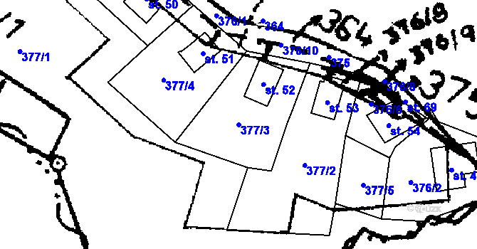 Parcela st. 377/3 v KÚ Štěpánov u Lukova, Katastrální mapa