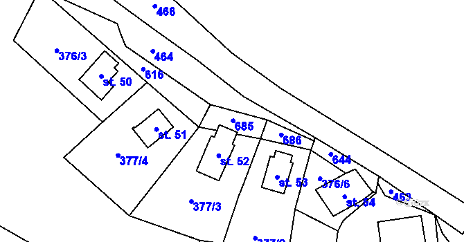 Parcela st. 376/10 v KÚ Štěpánov u Lukova, Katastrální mapa