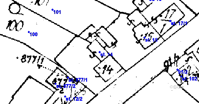 Parcela st. 14 v KÚ Lukov u Zlína, Katastrální mapa