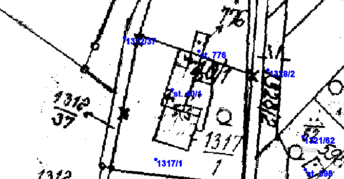 Parcela st. 40/1 v KÚ Lukov u Zlína, Katastrální mapa