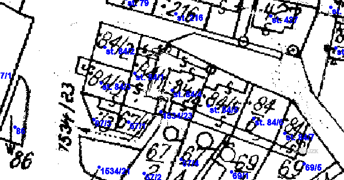 Parcela st. 84/4 v KÚ Lukov u Zlína, Katastrální mapa