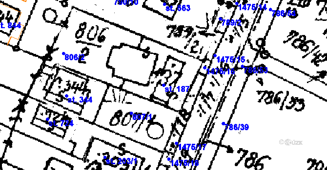 Parcela st. 187 v KÚ Lukov u Zlína, Katastrální mapa