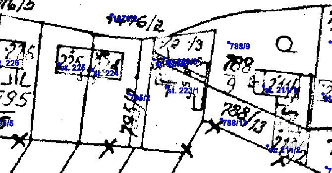 Parcela st. 223/1 v KÚ Lukov u Zlína, Katastrální mapa