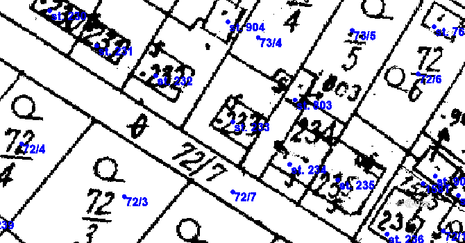 Parcela st. 233 v KÚ Lukov u Zlína, Katastrální mapa