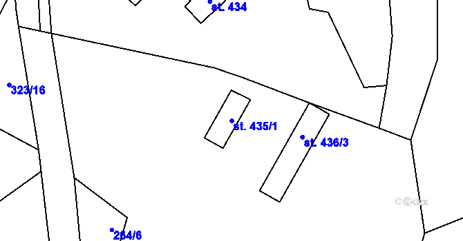 Parcela st. 435/1 v KÚ Lukov u Zlína, Katastrální mapa