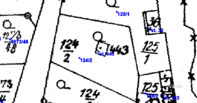 Parcela st. 443 v KÚ Lukov u Zlína, Katastrální mapa