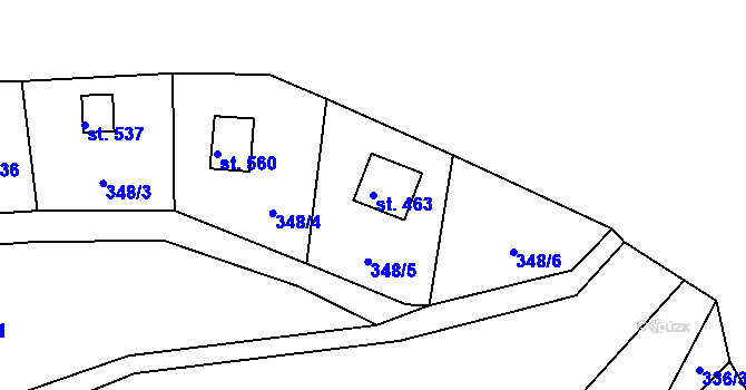 Parcela st. 463 v KÚ Lukov u Zlína, Katastrální mapa