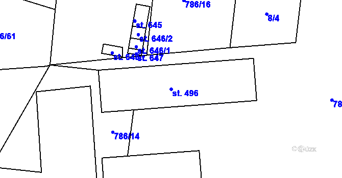 Parcela st. 496 v KÚ Lukov u Zlína, Katastrální mapa