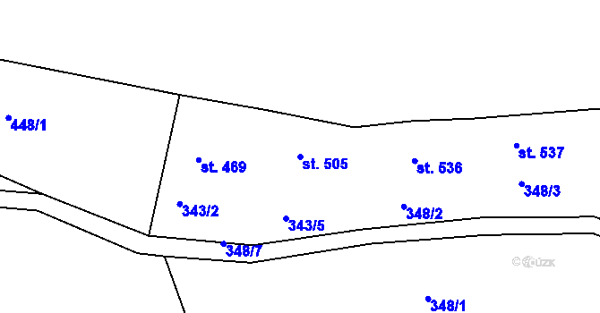 Parcela st. 505 v KÚ Lukov u Zlína, Katastrální mapa