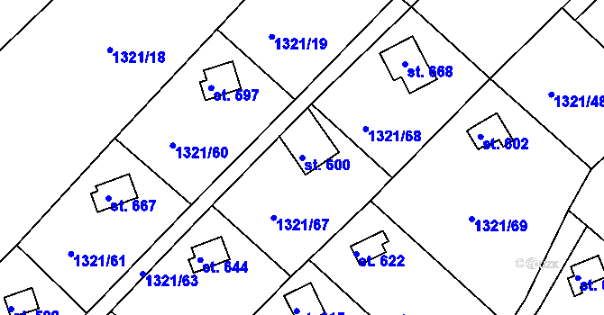 Parcela st. 600 v KÚ Lukov u Zlína, Katastrální mapa