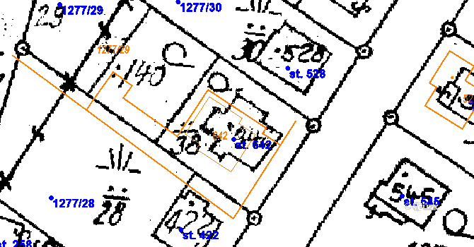 Parcela st. 642 v KÚ Lukov u Zlína, Katastrální mapa