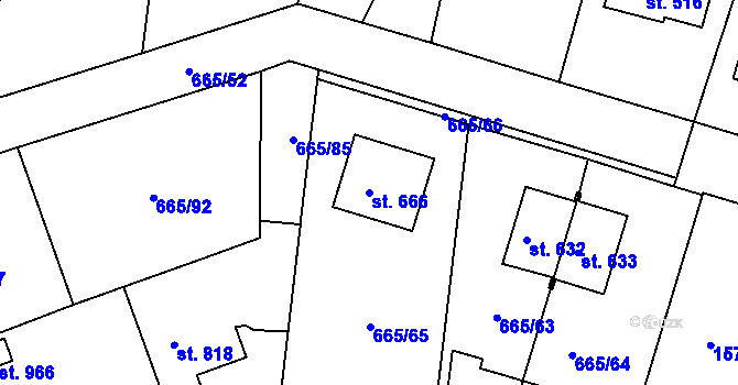 Parcela st. 666 v KÚ Lukov u Zlína, Katastrální mapa