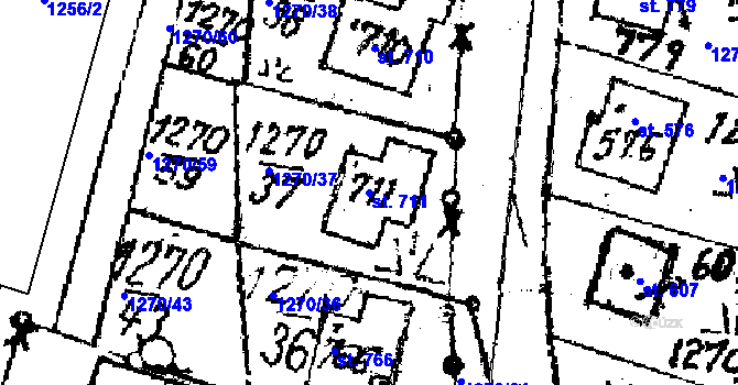 Parcela st. 711 v KÚ Lukov u Zlína, Katastrální mapa