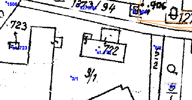 Parcela st. 722 v KÚ Lukov u Zlína, Katastrální mapa